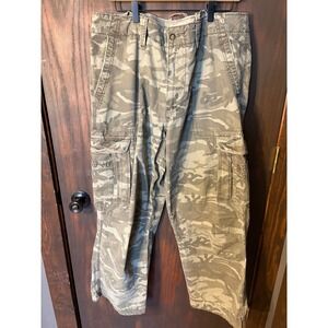 No Boundaries Mens Camo Cargo Pants Olive Green Grey Vintage 38x30 100% Cotton